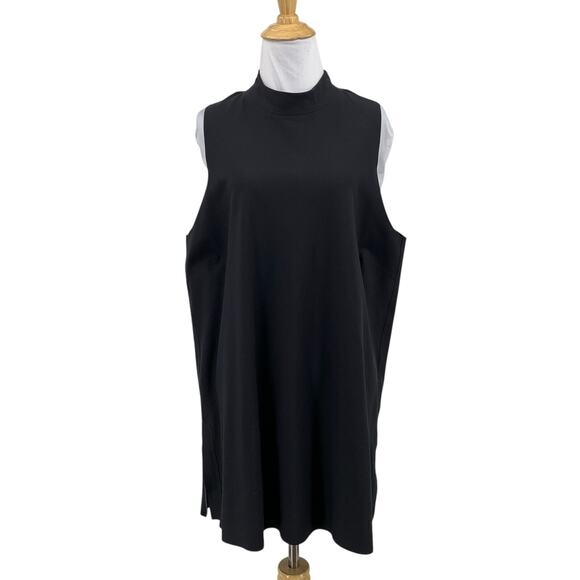 Athleta Tunic Top Womens Extra Large Black Interstellar Bike Back Zip Structured - Picture 1 of 12